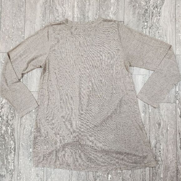 🇬🇪🍑Kori Tan Lightweight Knotted Front Long Sleeve Tunic Top Large - Picture 3 of 10